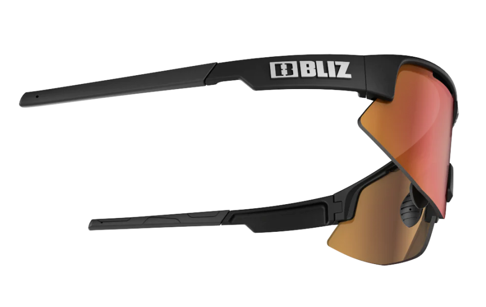 BLIZ Matrix Sunglasses - Matt Black Frame - Brown with Red Multi Lens