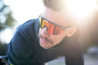 BLIZ Matrix Sunglasses - Matt Black Frame - Brown with Red Multi Lens