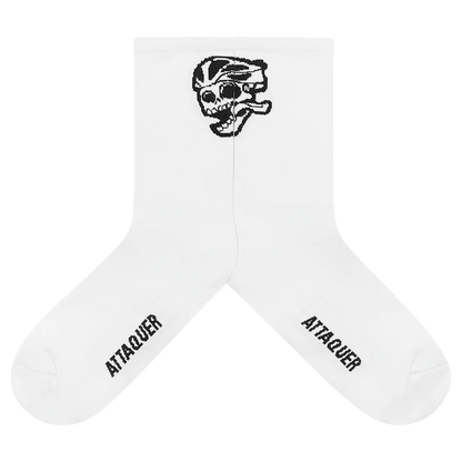 Attaquer Socks Skull Logo White